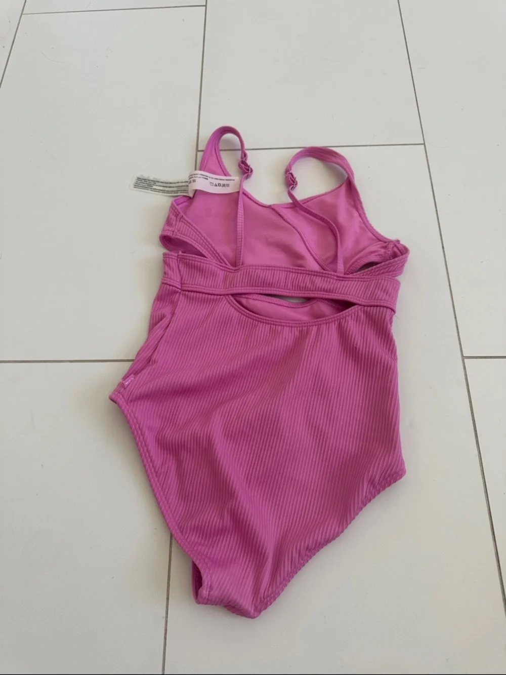 Abercrombie kids pink one piece ribbed swimsuit 9/10 girls